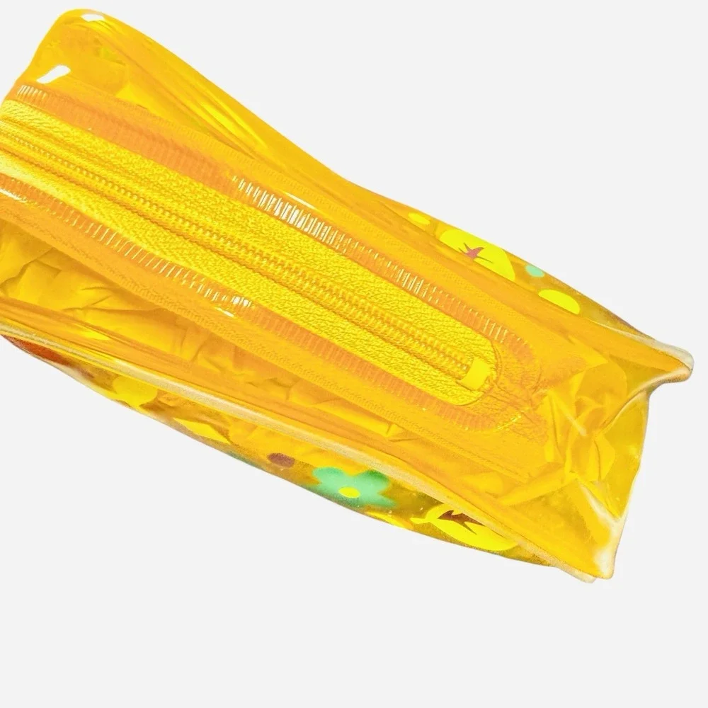 Sanrio Hello Kitty Vintage 2000 Clear Yellow PVC Cosmetic Bag Pouch Y2K